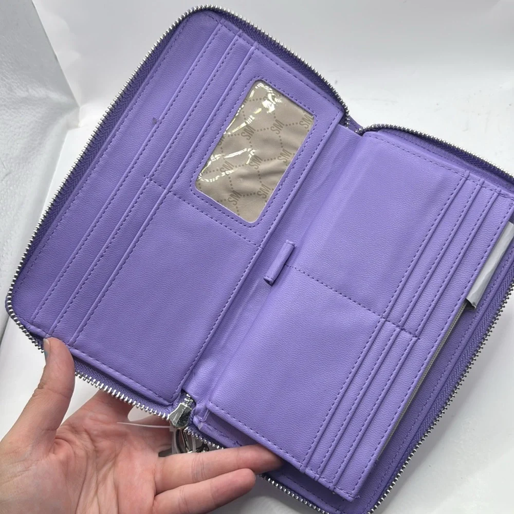NWT Steve Madden Purple Wristlet Bzipeee Boxed Wallet Clutch Zip Around ID Card - Picture 9 of 16